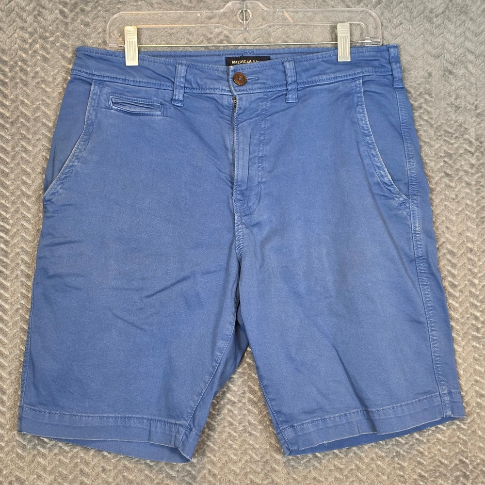American Eagle Extreme Flex Classic Fit Blue Chino Shorts Mens 31 Stretch